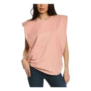 Sandrine Rose X Free People Padded Shoulder Tee Petal Pink Sleeveless S